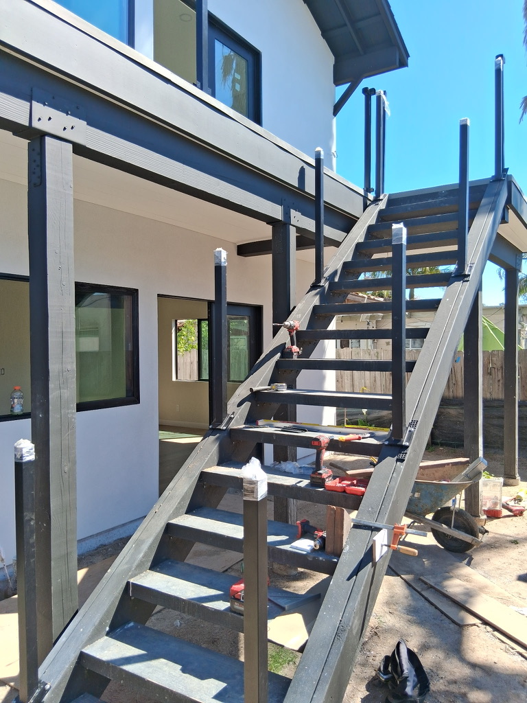 ADU steel exterior staircase construction San Diego - Complete Builders Inc