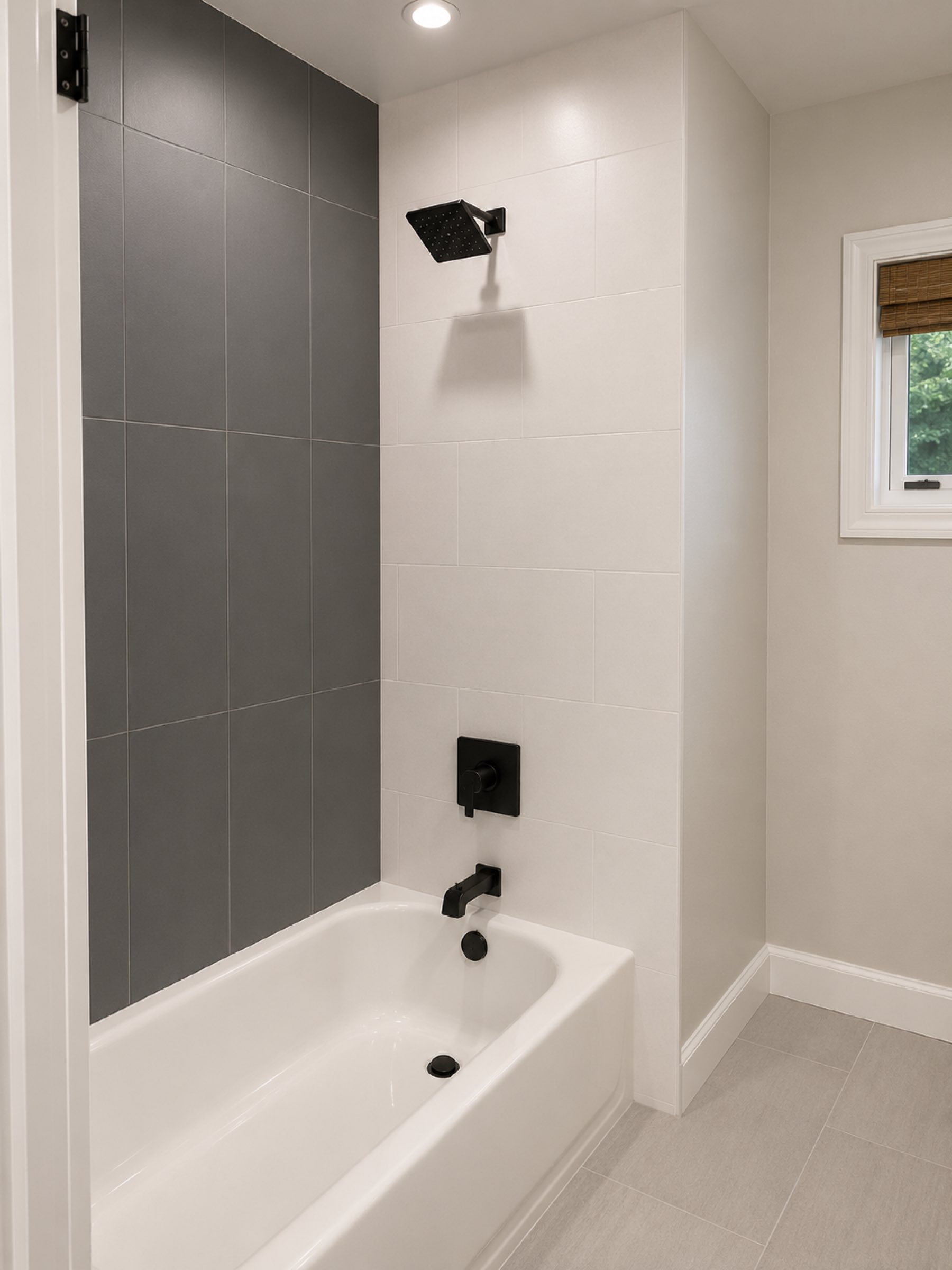 Bathroom dark accent tile shower San Diego