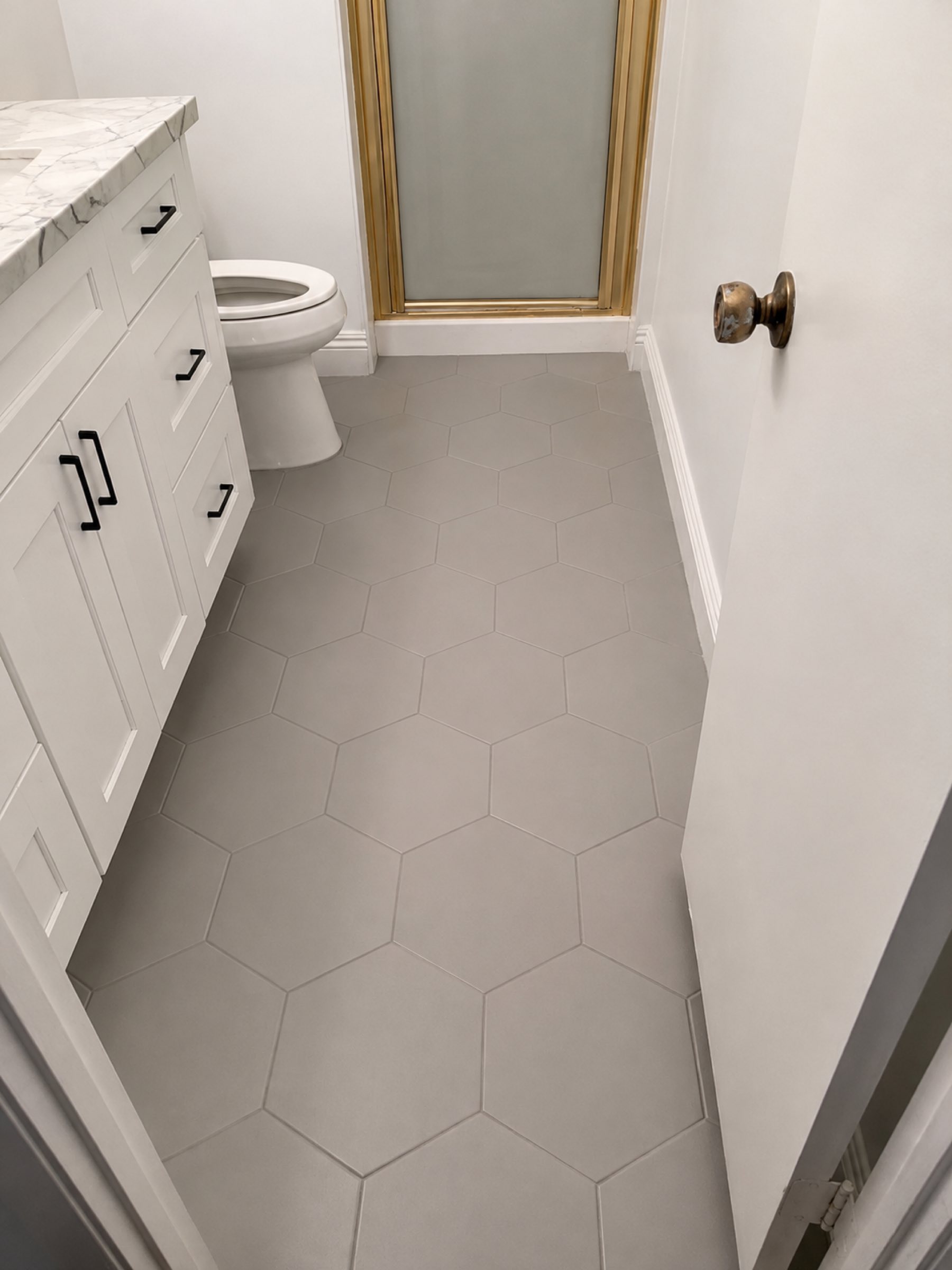 Bathroom hexagon tile floor San Diego