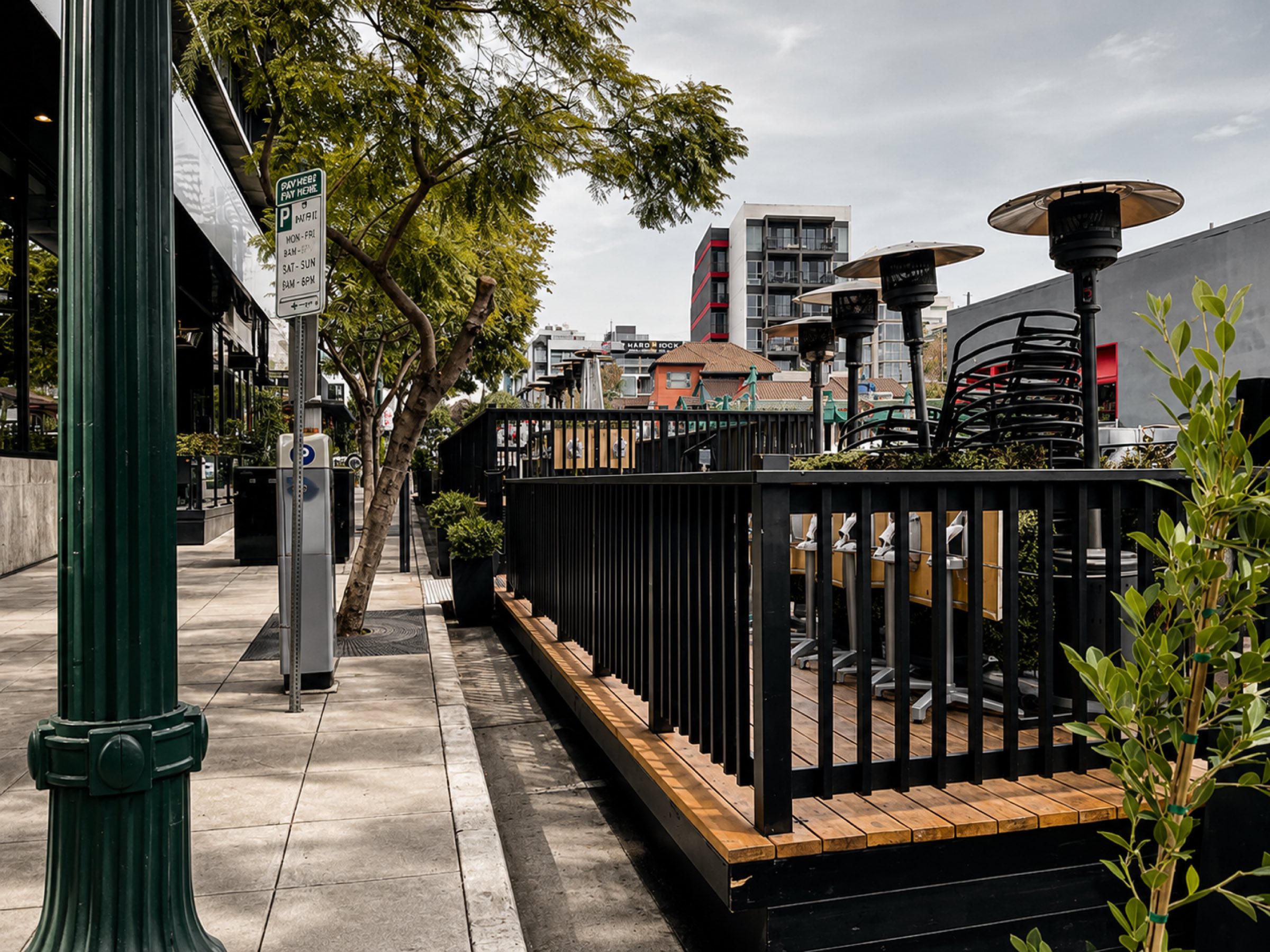 Restaurant streetside parklet patio San Diego