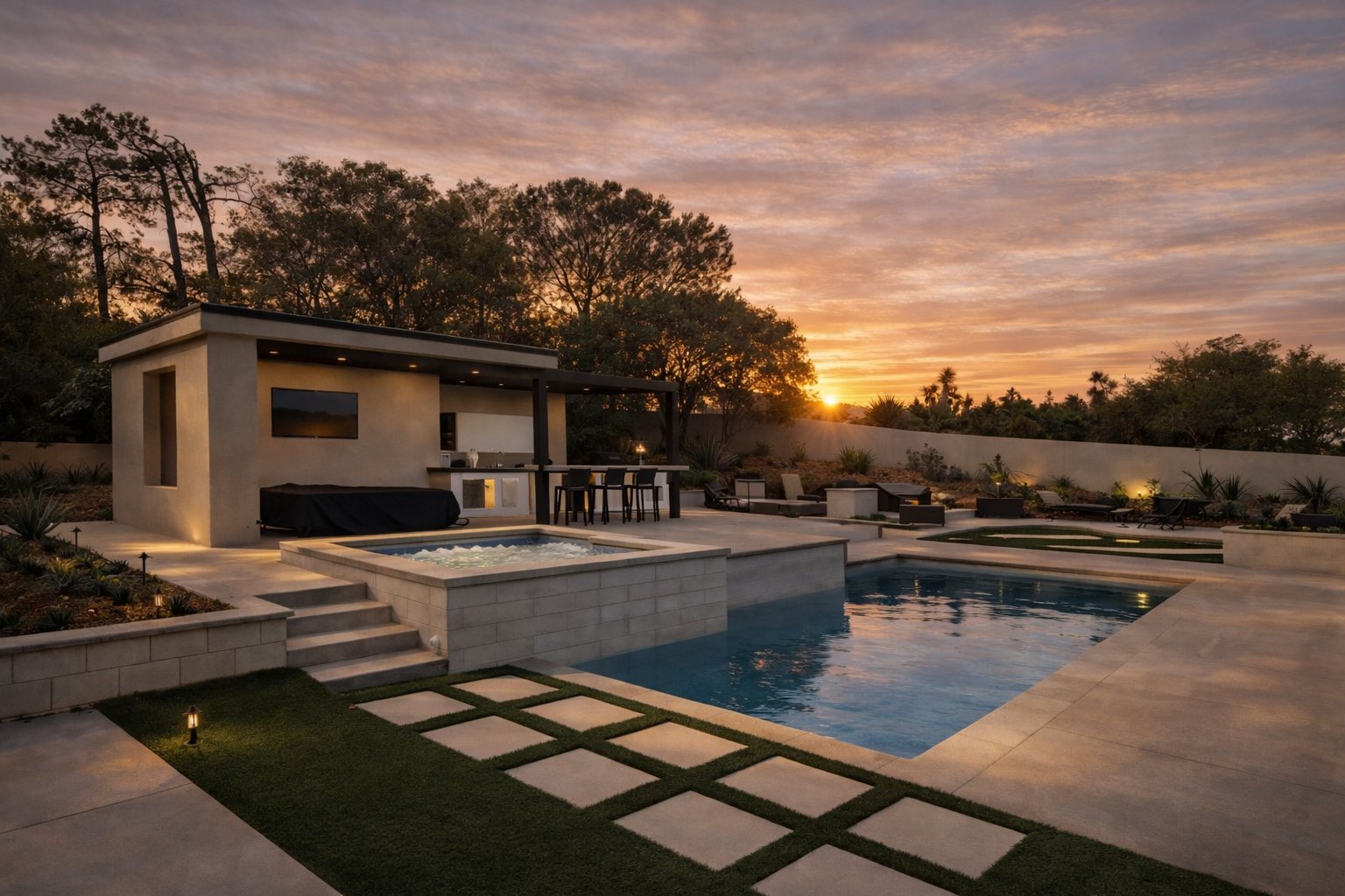 Custom pool spa outdoor kitchen San Diego - Complete Builders Inc