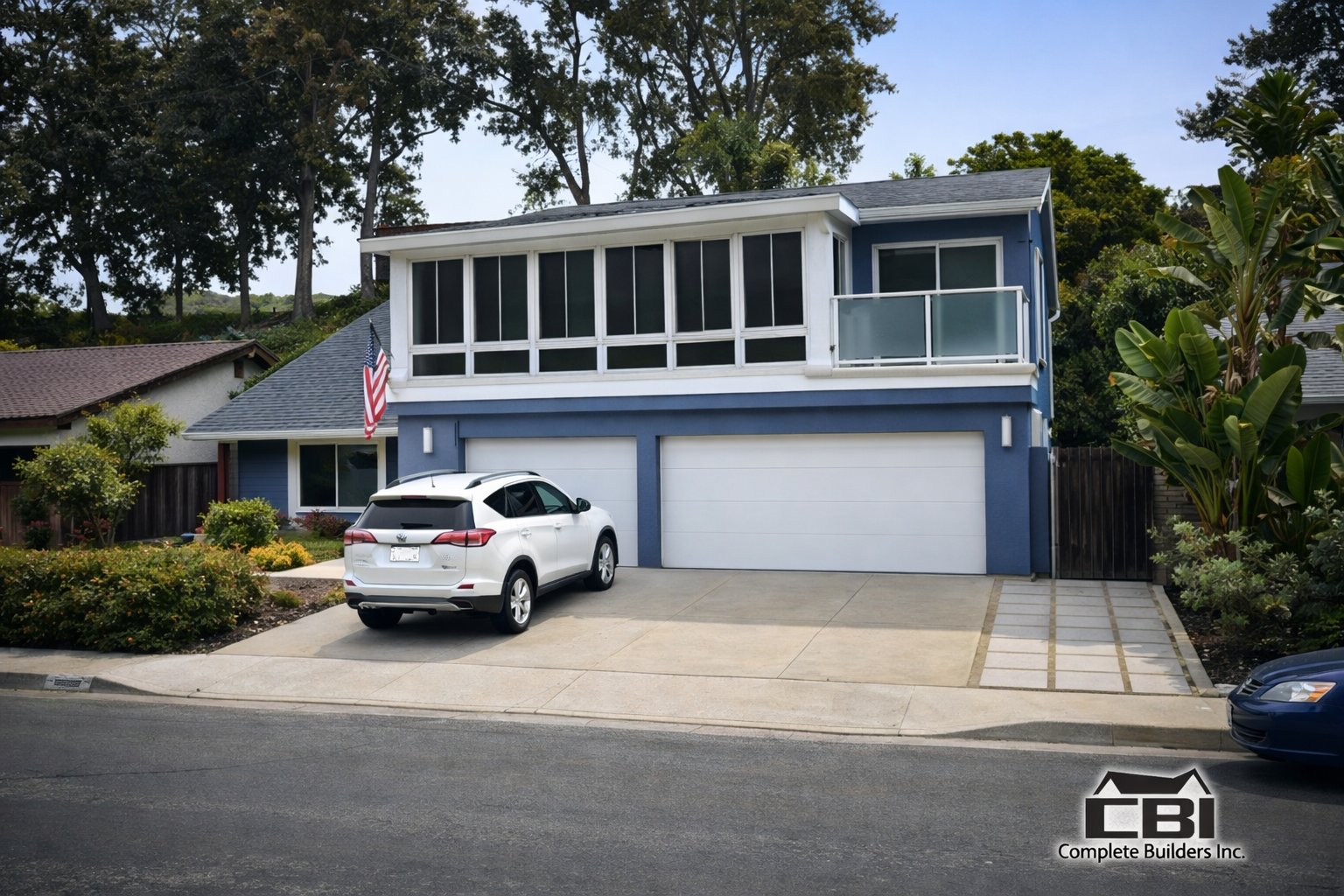Completed sunroom room addition exterior San Diego - Complete Builders Inc