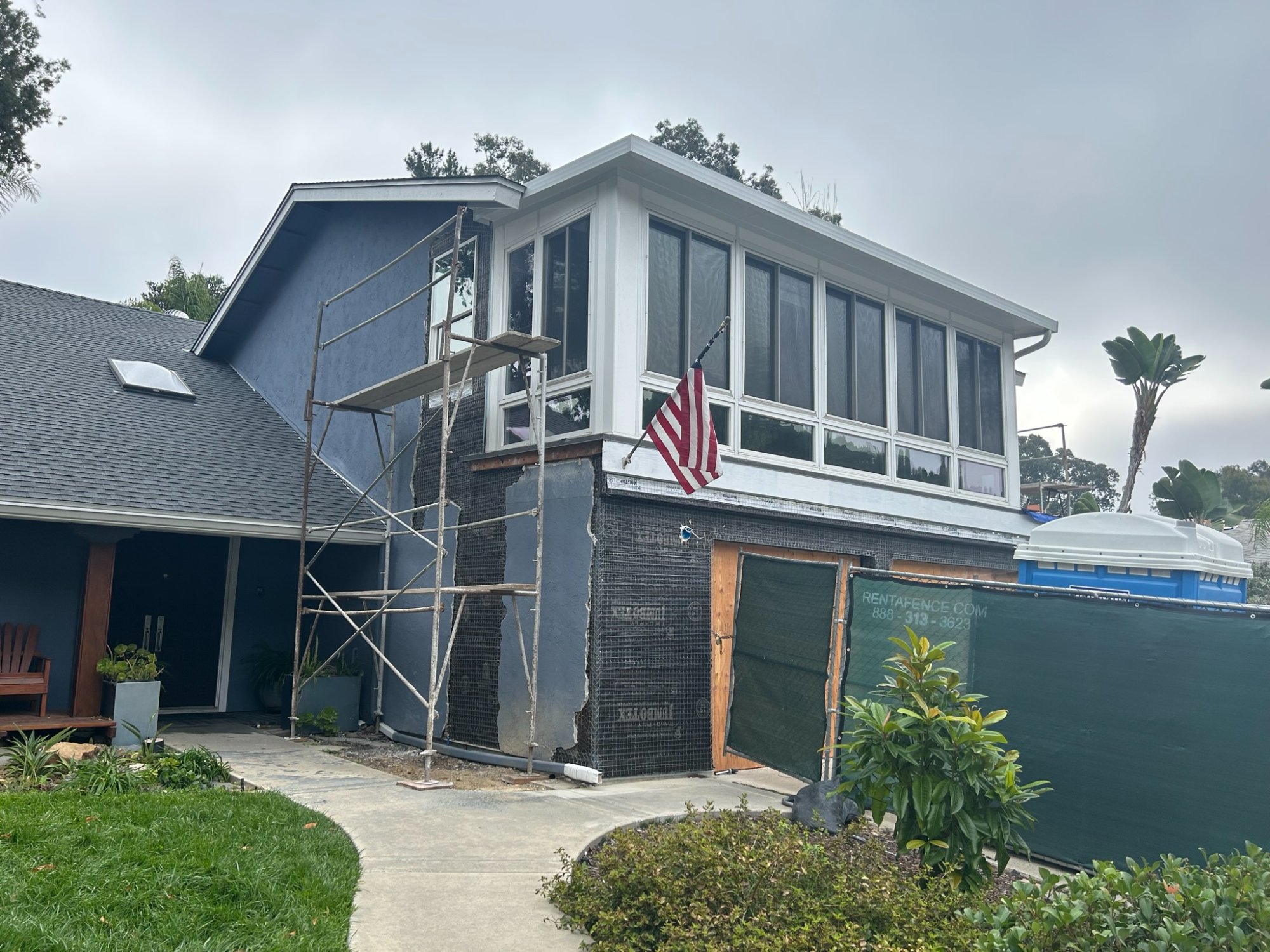 Sunroom addition framing and window install San Diego - Complete Builders Inc